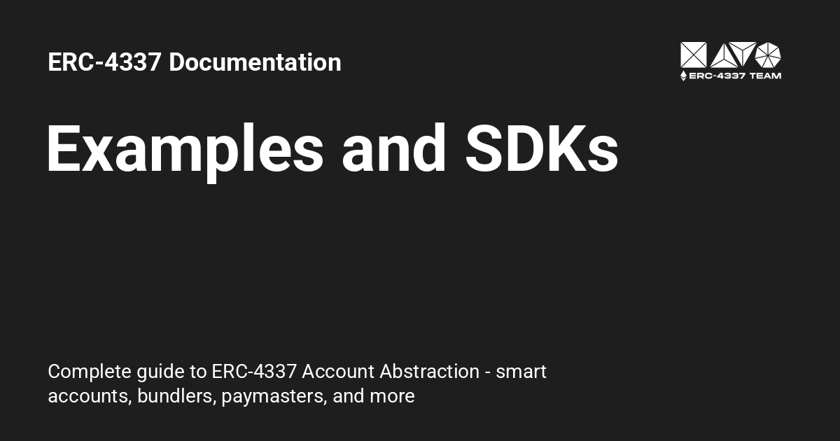 Examples and SDKs - ERC-4337 Documentation